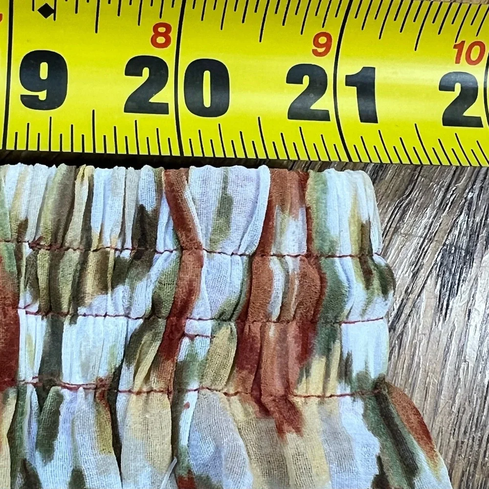 VINTAGE earthy tribal print long‎ maxi skirt elastic drawstring waist 90s y2k